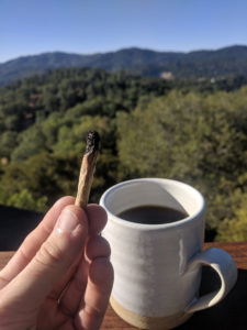 Cannabis CBD joint and coffee